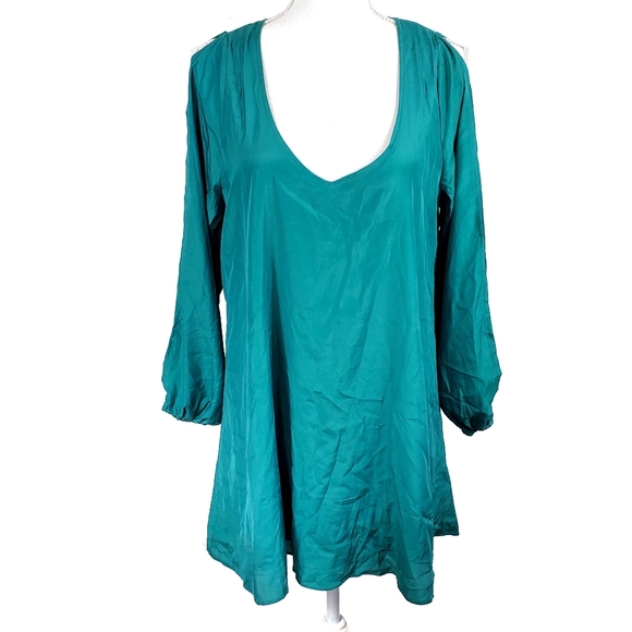 Anthropologie RAGA Emerald Open Long Sleeve Trapeze Tunic Mini Dress Small NWT - Picture 2 of 7